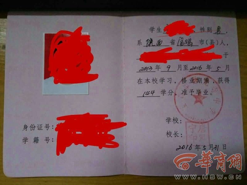 雅安新民中学毕业证样本图 baoji.hsw.cn