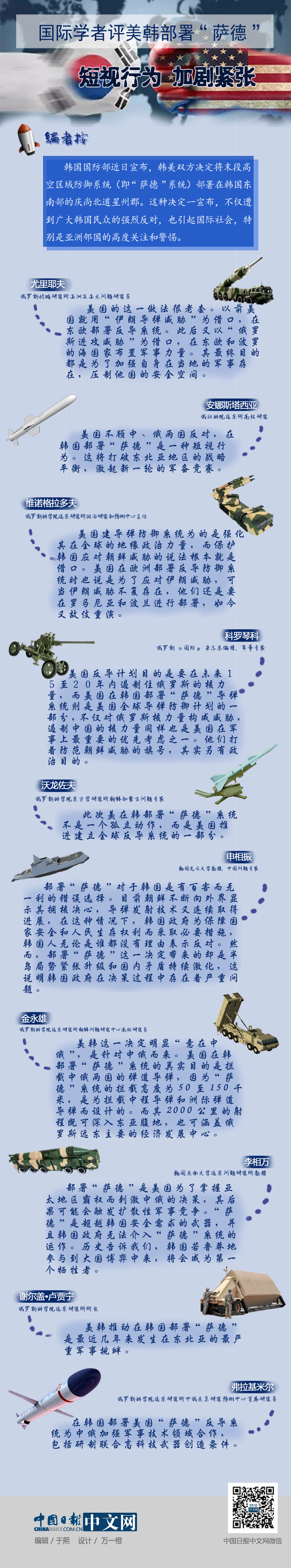 国际学者评美韩部署“萨德”：短视行为 加剧紧张