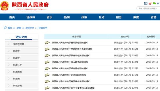 陕西公布一批人事任免名单 涉多名厅级干部