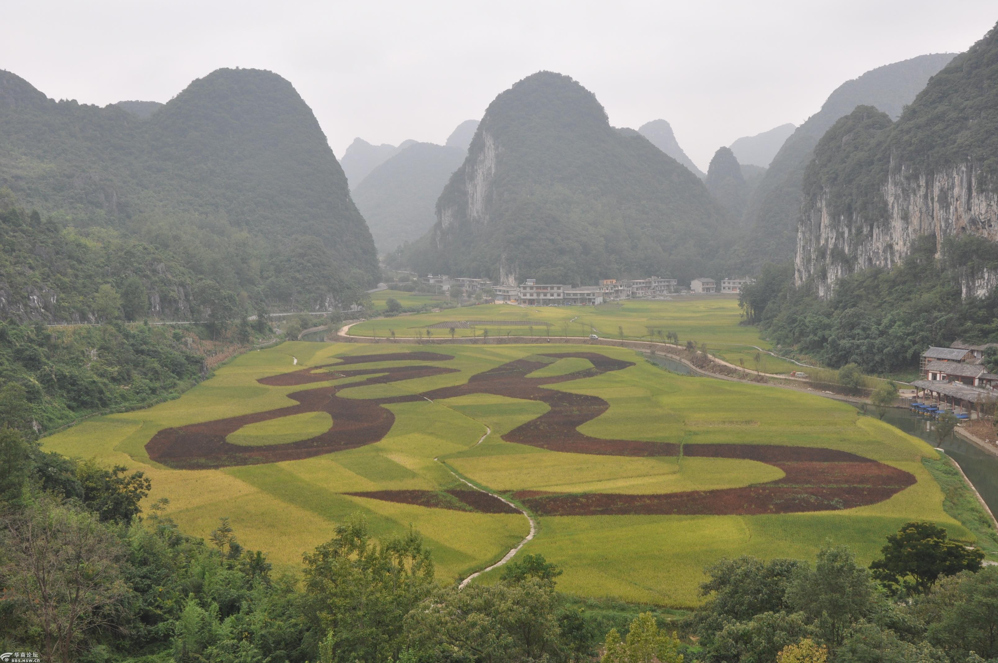 贵州镇宁龙宫景区龙字田景色俯瞰.2017.9.14