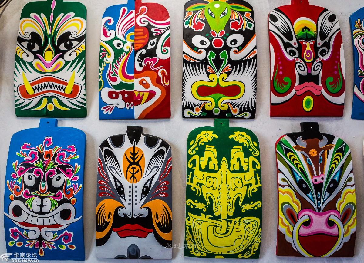 农具上的艺术陇县社火木锨疙瘩脸谱