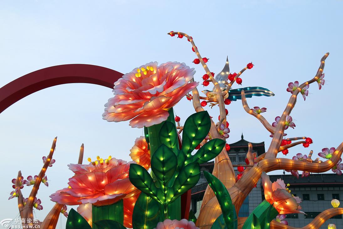 绚丽夺目的富贵牡丹花灯
