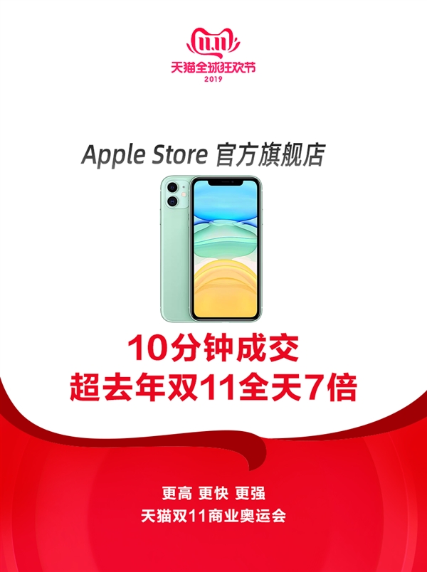苹果Apple Store旗舰店：10分钟成交去年双11全天7倍