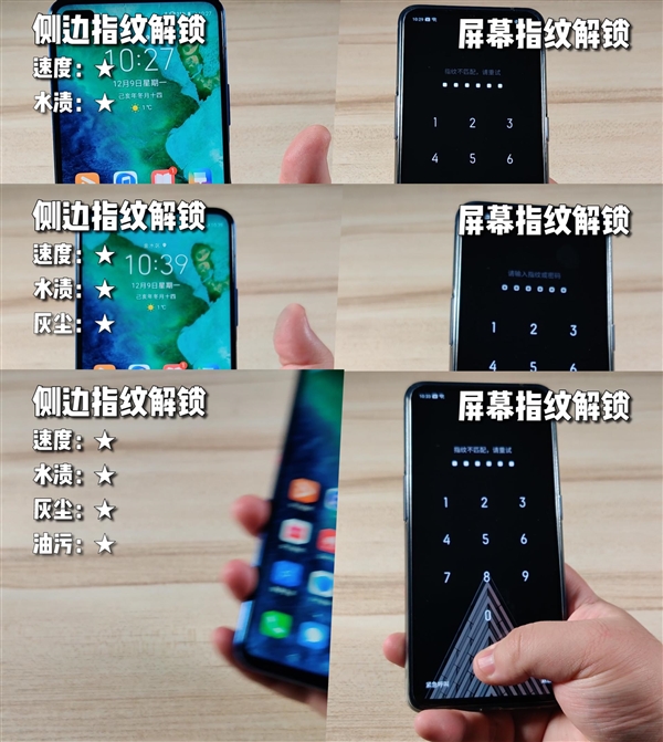 侧边指纹VS屏幕指纹谁更好？ 三种极限条件实测识别率告诉你