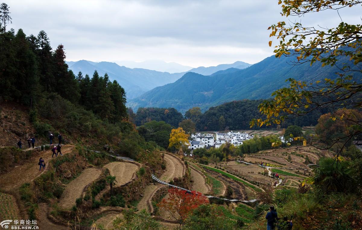 婺源的山水风光江岭龙尾月亮湾