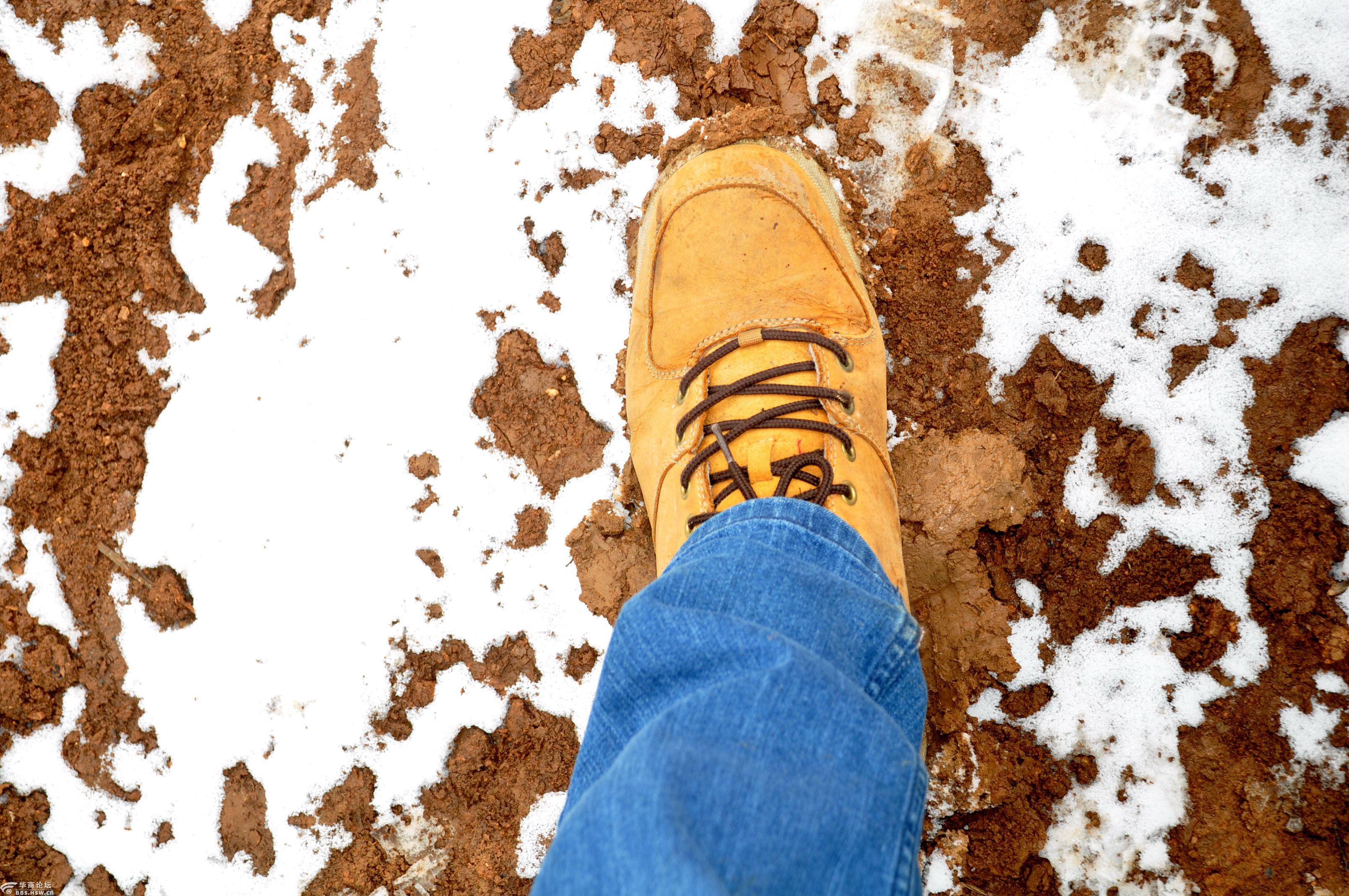 天子峪里难见雪,泥巴拈鞋难抬脚.