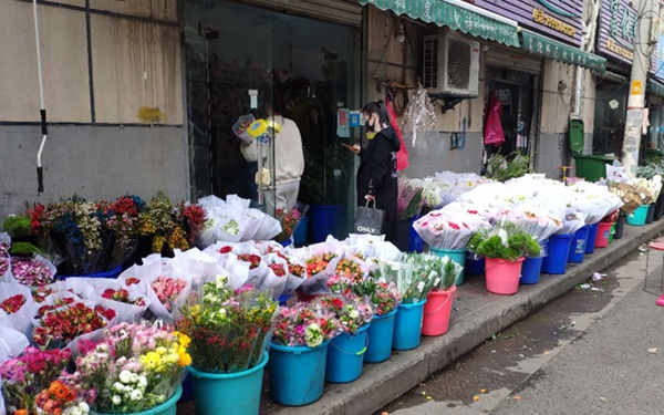 西安朱雀花卉市场开业 店家说开门后生意还可以
